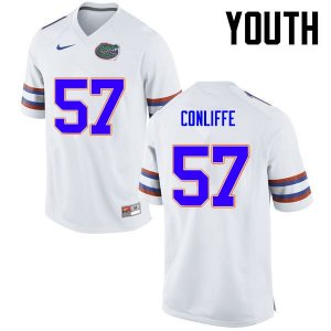 Youth Florida Gators #57 Elijah Conliffe NCAA Nike White Authentic Stitched College Football Jersey HZD8162BR